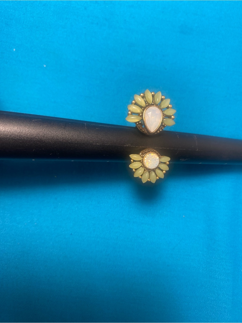 Stella & Dot Gold-Tone Lemon Yellow Floral Crystal Ring Adj Size - Picture 5 of 5